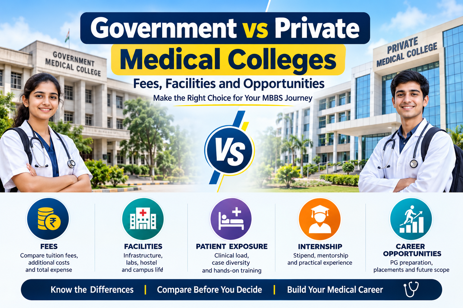 Government vs Private Medical Colleges in India: Fees, Facilities and Career Opportunities in 2026