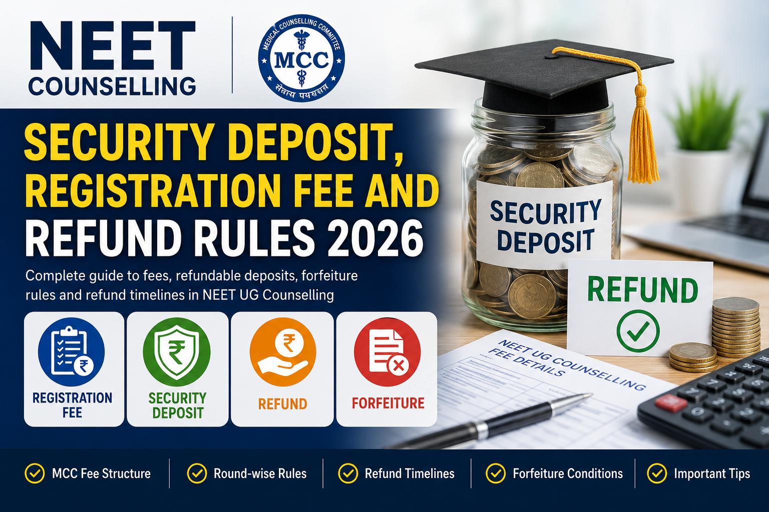 NEET Counselling Security Deposit, Registration Fee and Refund Rules 2026